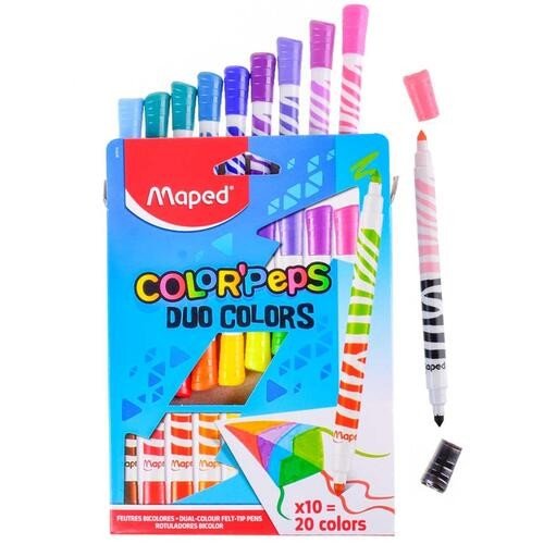 HIDROCOR COLOR PEPS DUO COLOR 10 CANETAS/20 CORES MAPED	