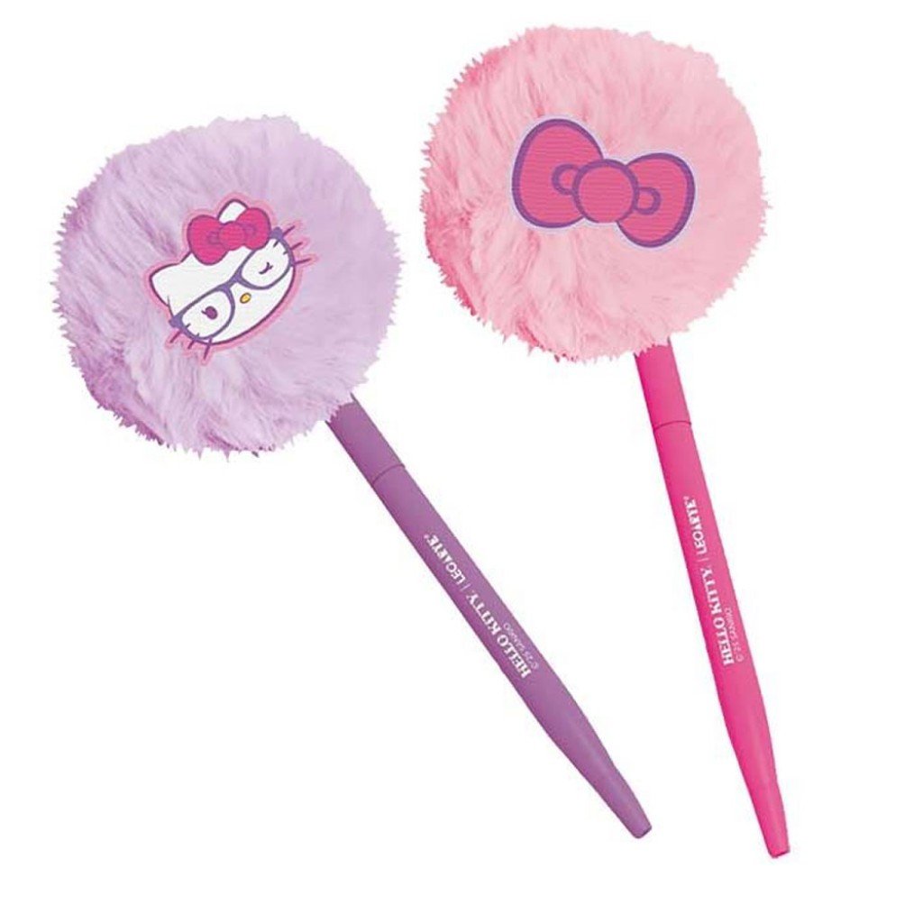 CANETA CORPO METAL POMPOM COM APLIQUE HELLO KITTY LEOARTE	