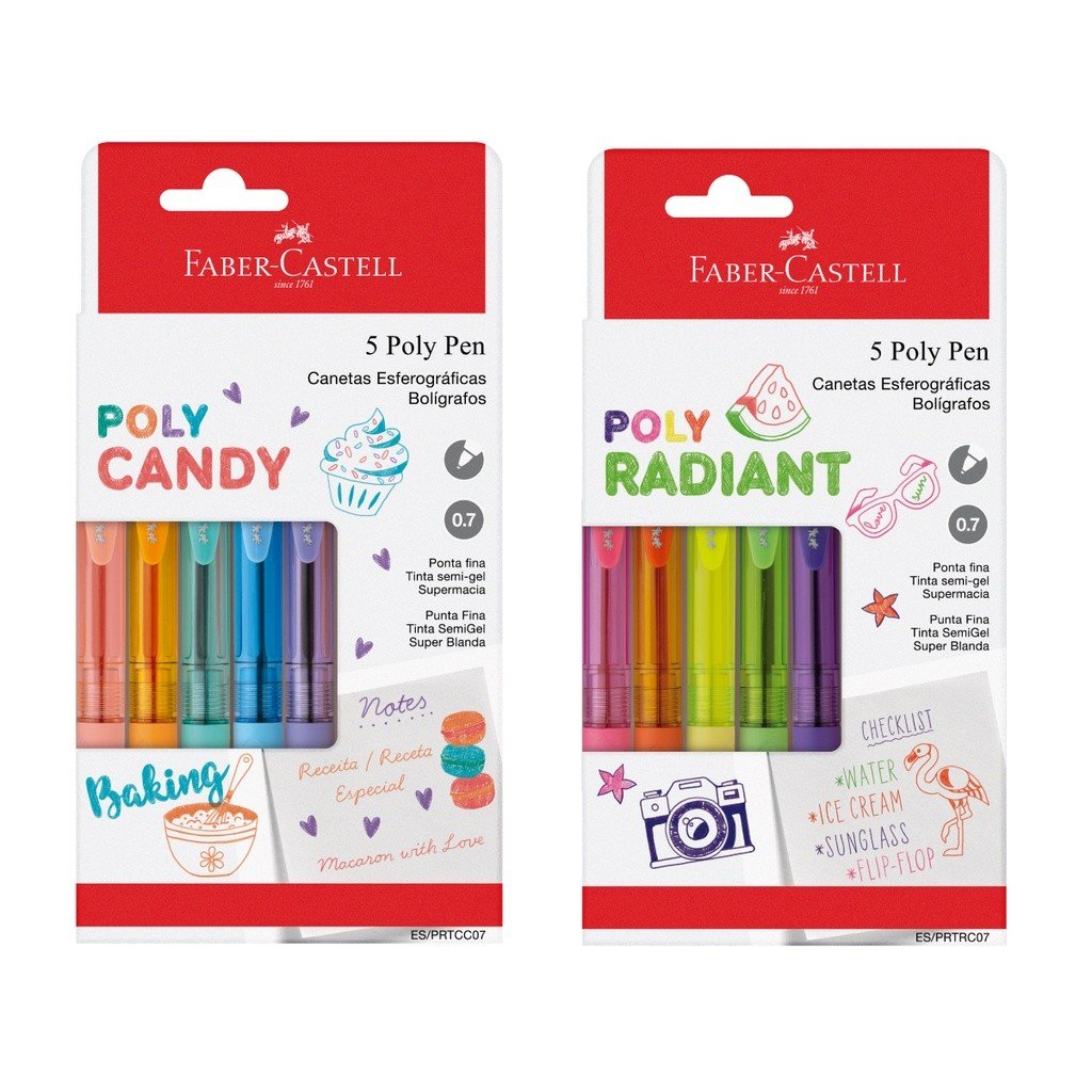 CANETA ESFEROGRAFICA POLY RADIANT/CANDY RETRATIL 0.7 FABER CASTELL	