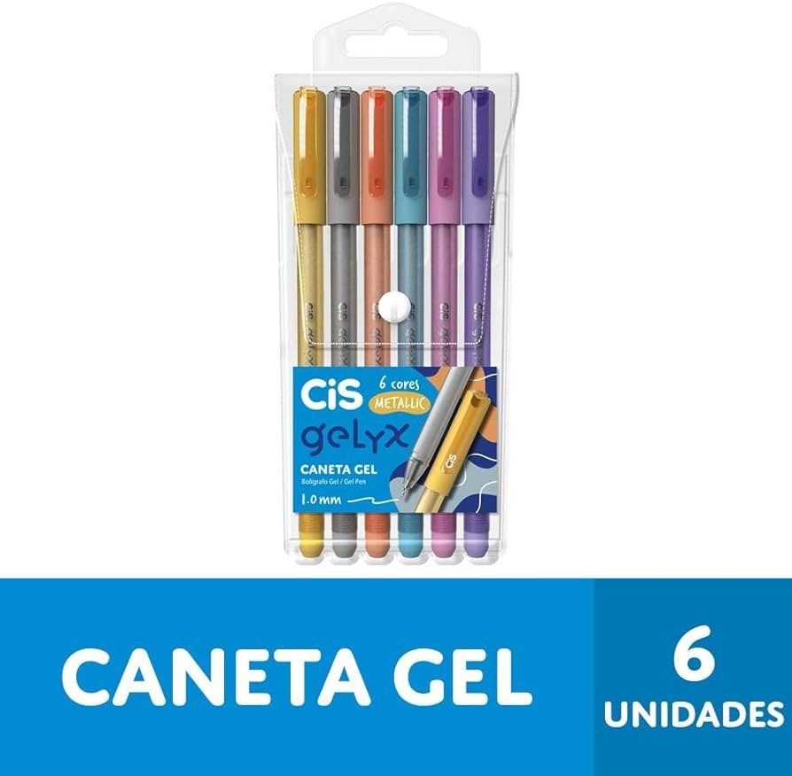 CANETA GELYX 1,0 MM EST C/6 METALICAS CIS	