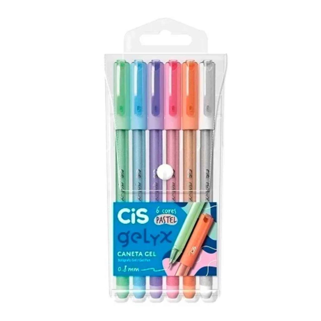 CANETA GELYX0,8 MM EST C/6 PASTEL CIS	