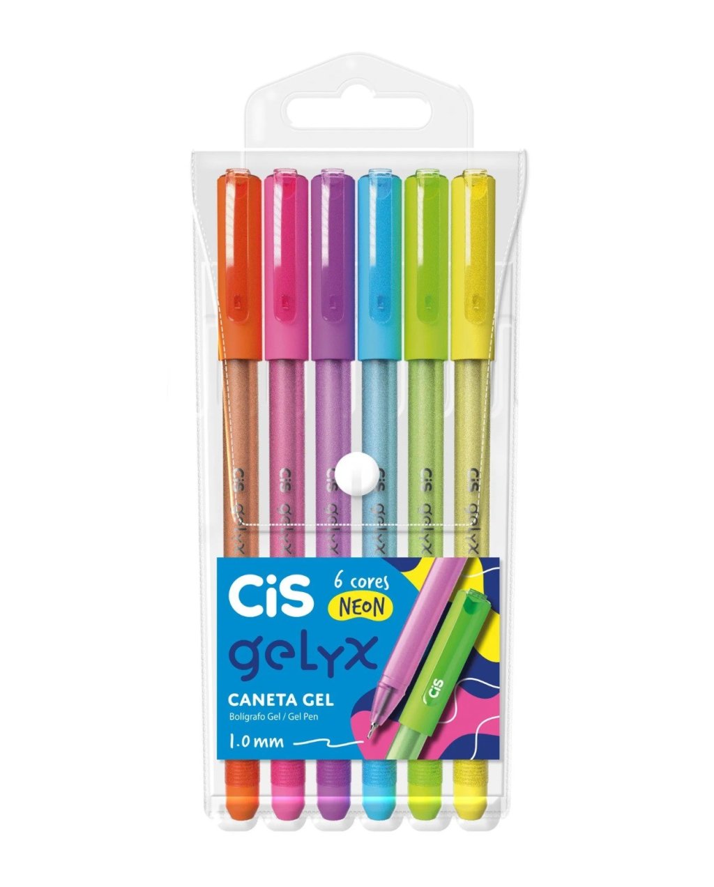 CANETA GELYX1,0 MM EST C/6 NEON CIS	