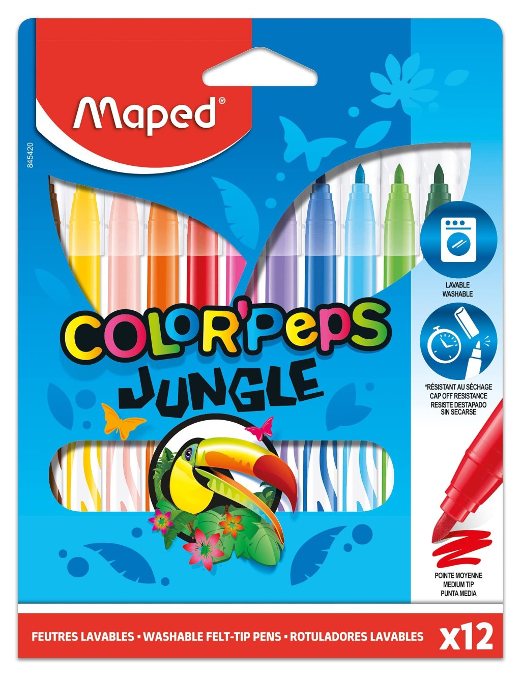 CANETA HIDROGRAFICA COLOR PEPS JUNGLE 12 CORES MAPED	
