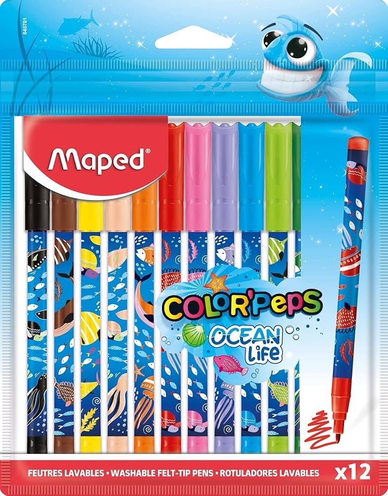 CANETA HIDROGRAFICA COLORPEPS OCEAN DECORADA 12 CORES MAPED	