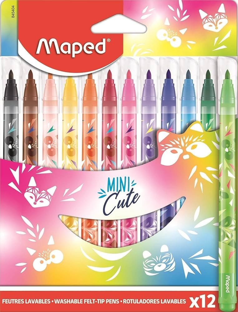 CANETA HIDROGRAFICA MINI CUTE 12 CORES MAPED	