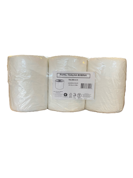 PAPEL TOALHA ROLO BRANCO CELULOSE 6X20X200M 26GR FLAMINGO LEVEZA