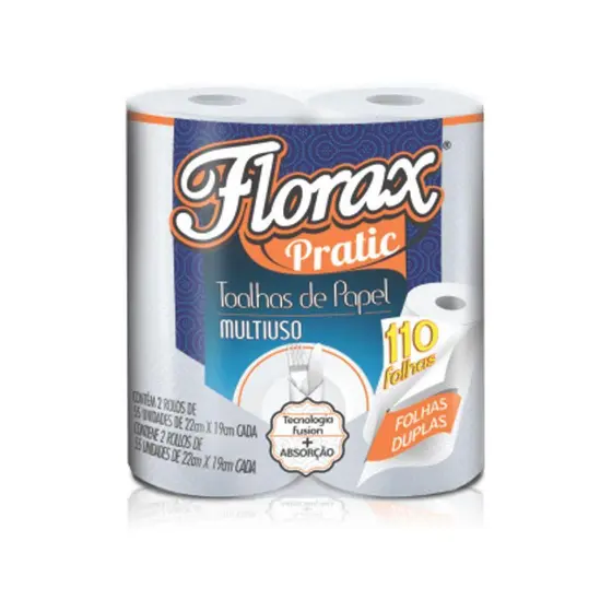 PAPEL TOALHA COZINHA C/02 ROLOS FLORAX PRATIC	