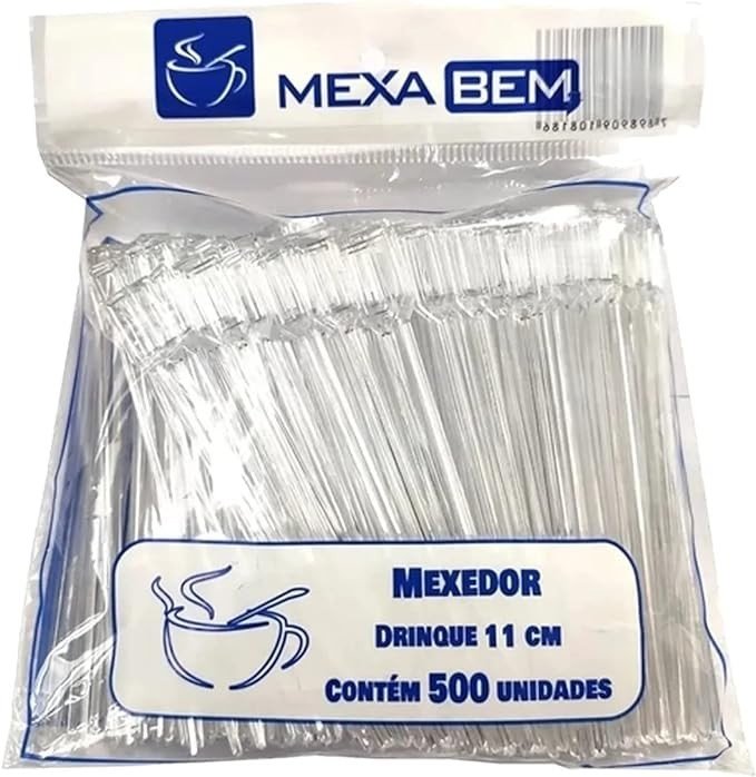 MEXEDOR DE CAFE 11CM CRISTAL COM 500 UNIDADES 