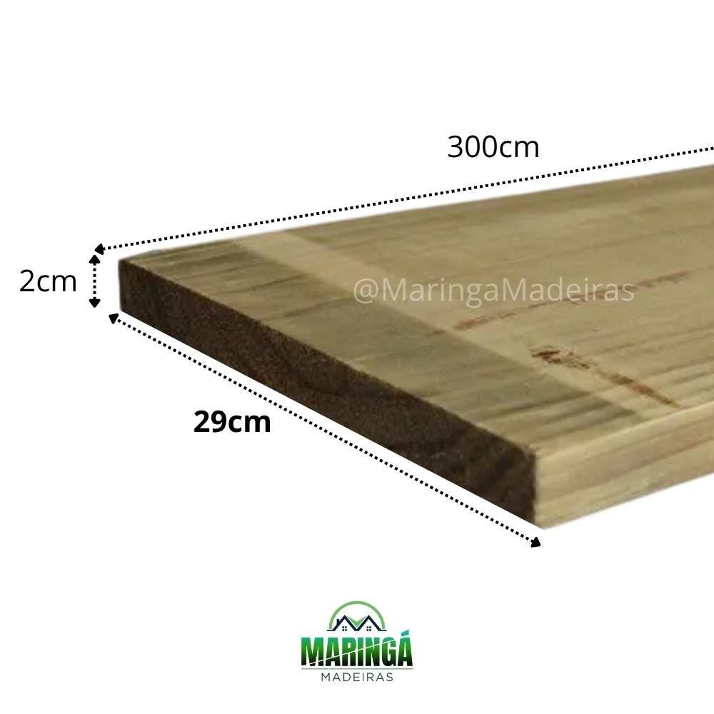 Tábua 2x29x300cm Pinus Tratado em autoclave CCA