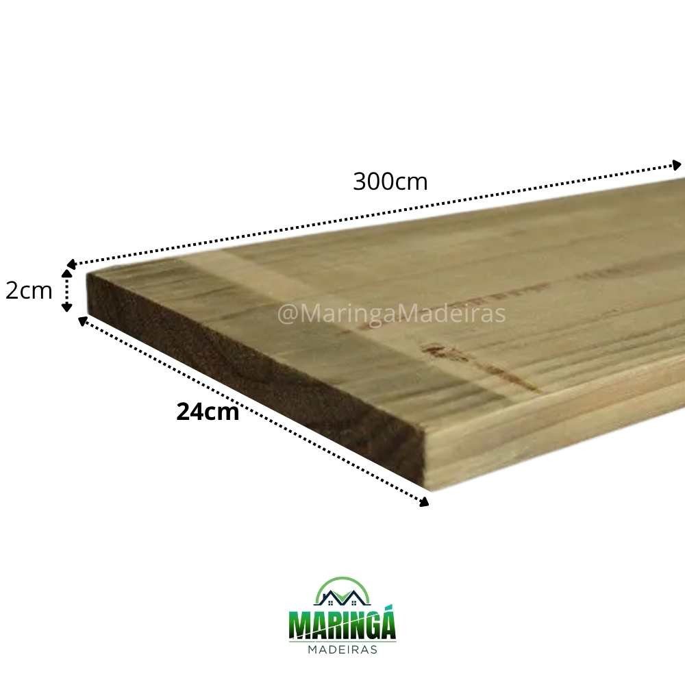 Tábua 2x24x300cm Pinus Tratado em autoclave CCA