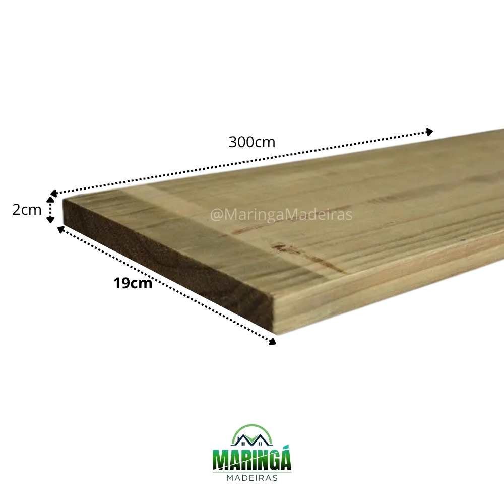 Tábua 2x19x300cm Pinus Tratado em autoclave CCA