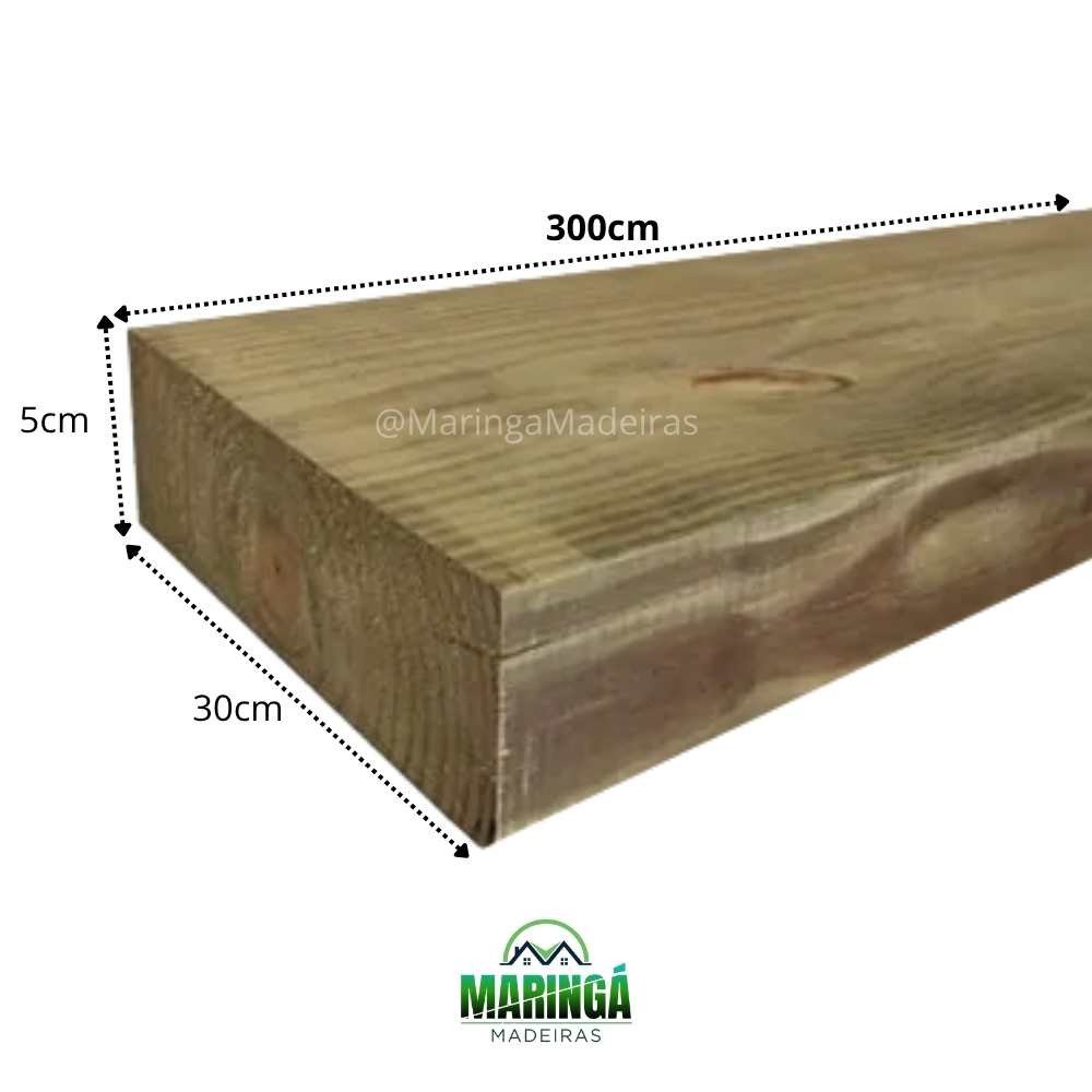Prancha 5x30x300cm De Pinus Tratado Autoclave CCA