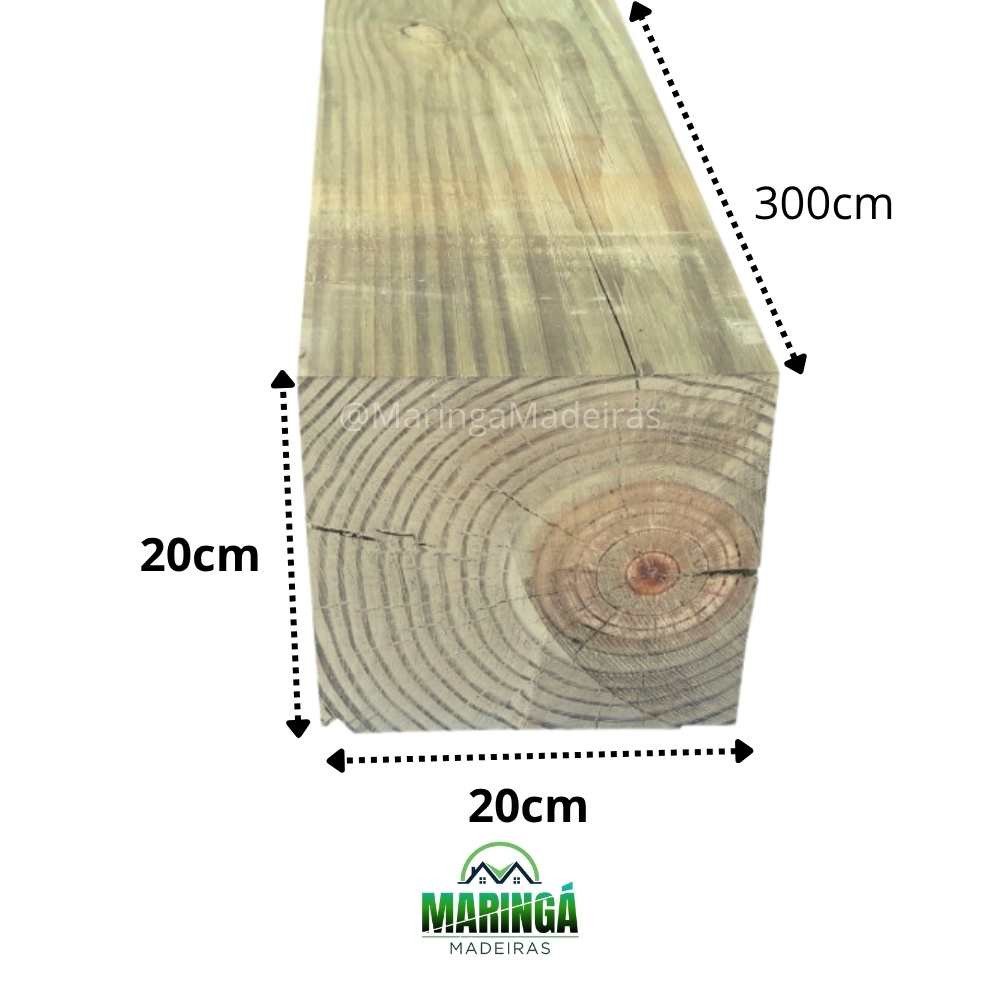 Quadrado 20x20x300cm De Pinus Tratado Autoclave CCA