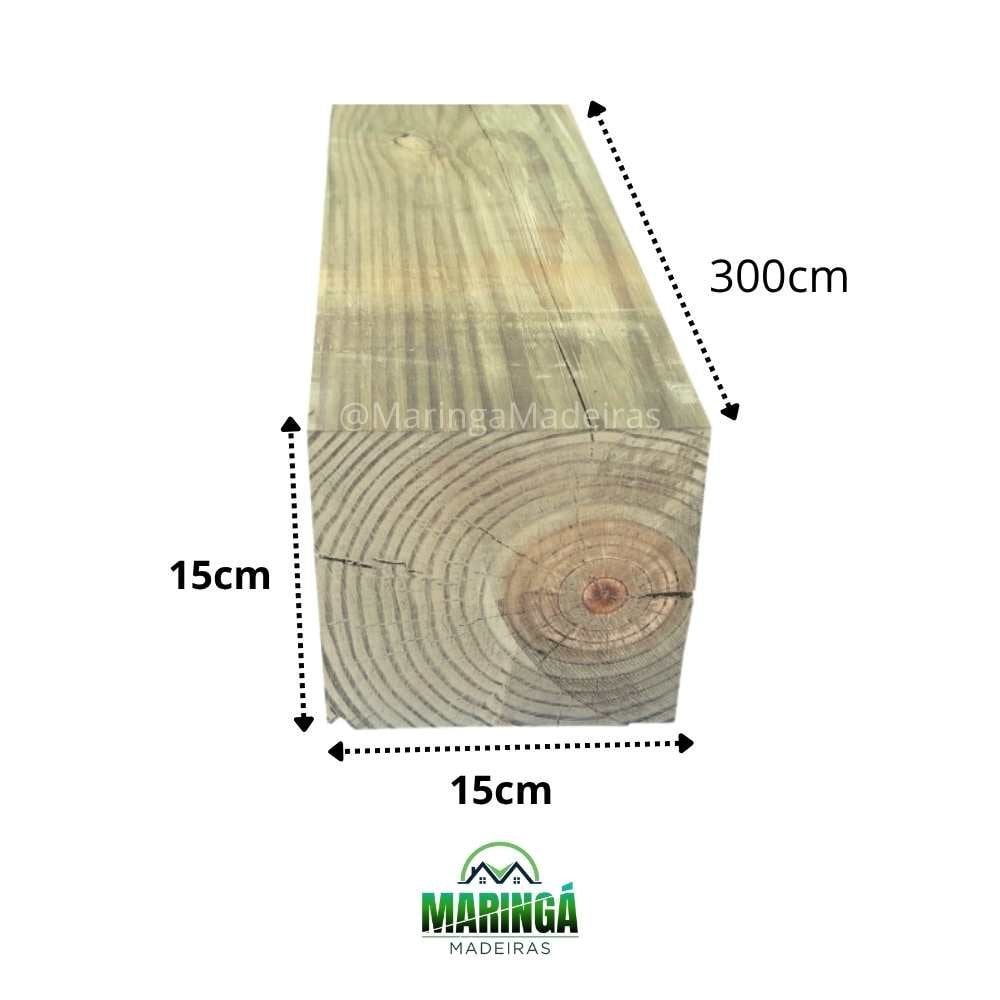 Quadrado 15x15x300cm De Pinus Tratado Autoclave CCA