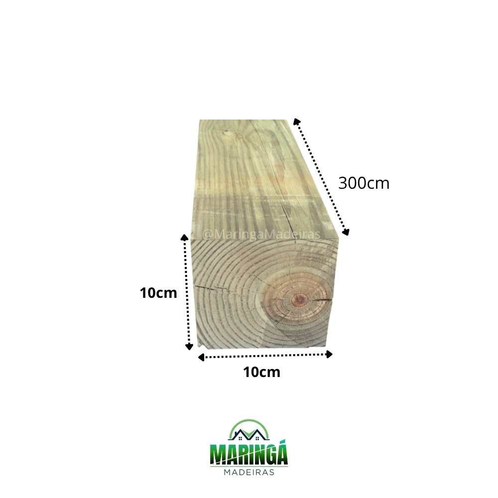 Quadrado 10x10x300cm De Pinus Tratado Autoclave CCA