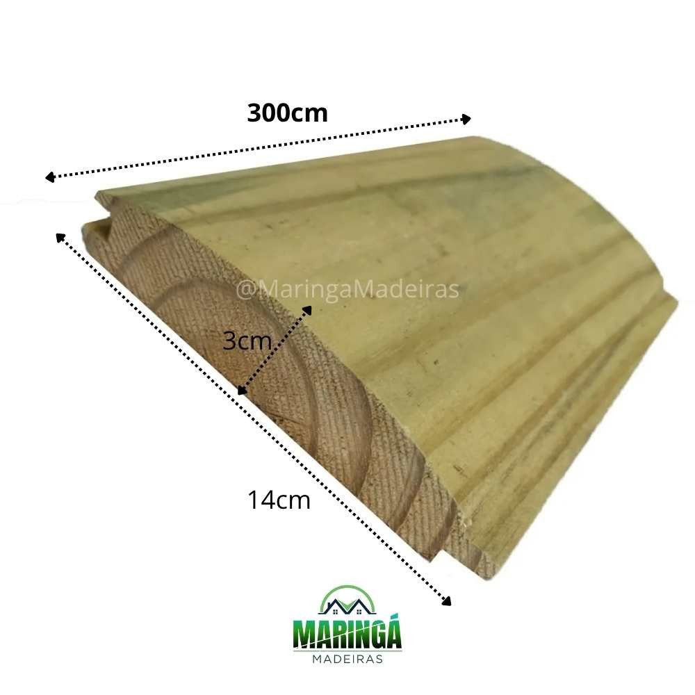 Costaneira 3x14x300cm (MEIA LUA) Tratada em autoclave