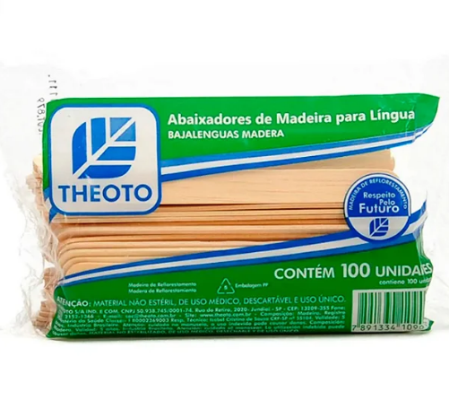 Espátula de madeira descartavél 100un Theoto