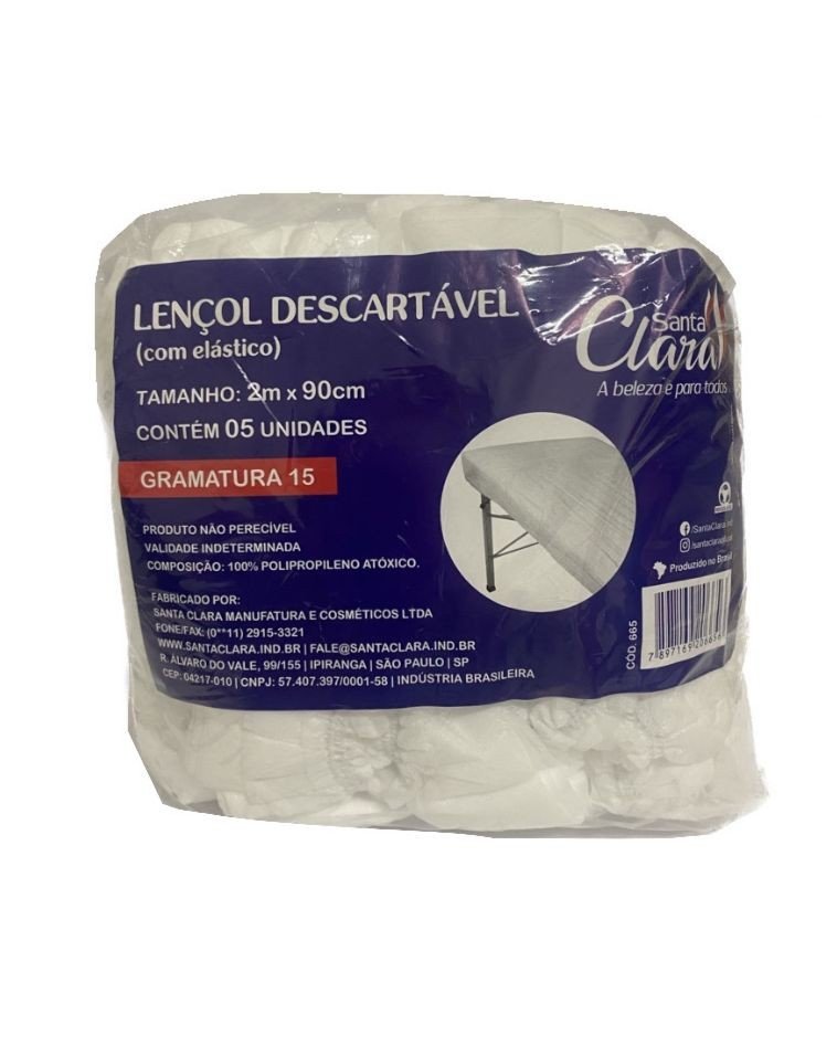 Lençol descartável c/elástico 5un Santa Clara