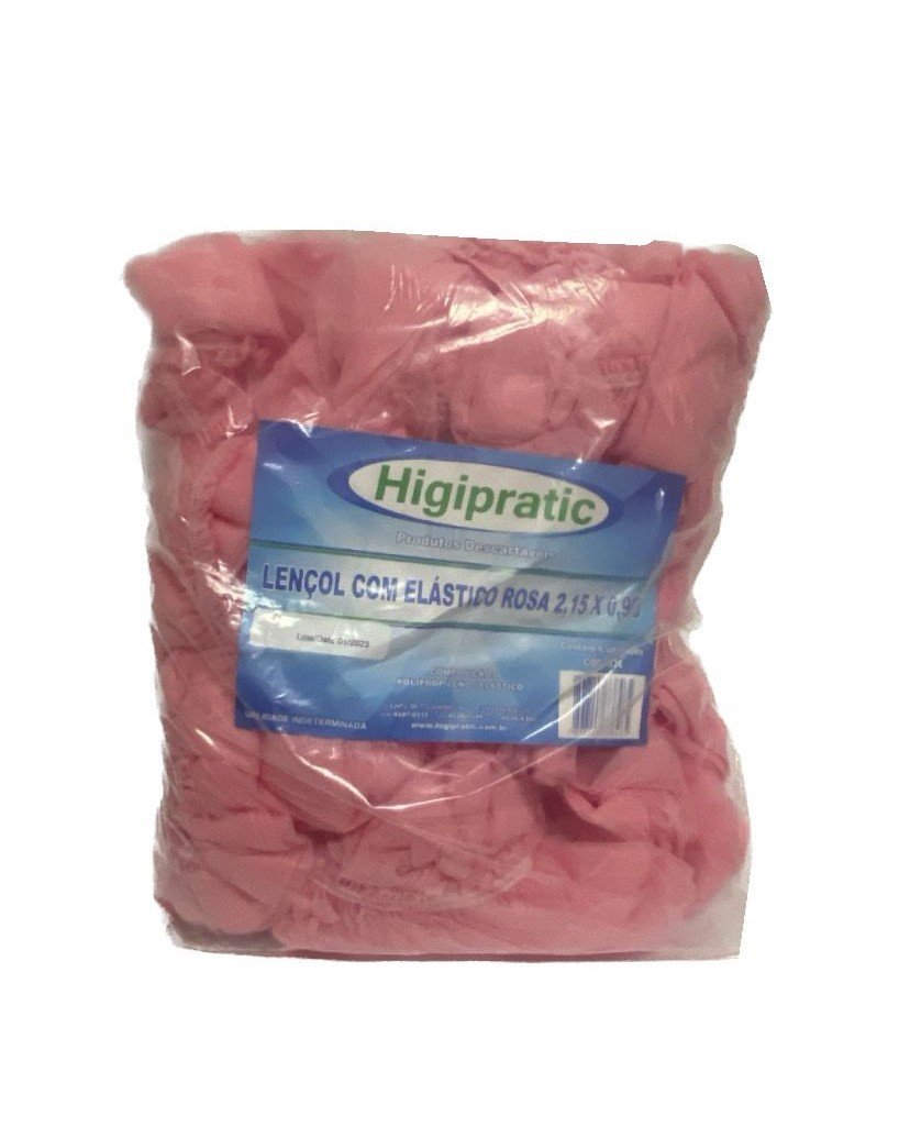 Lençol descartável c/elástico rosa Higipratic