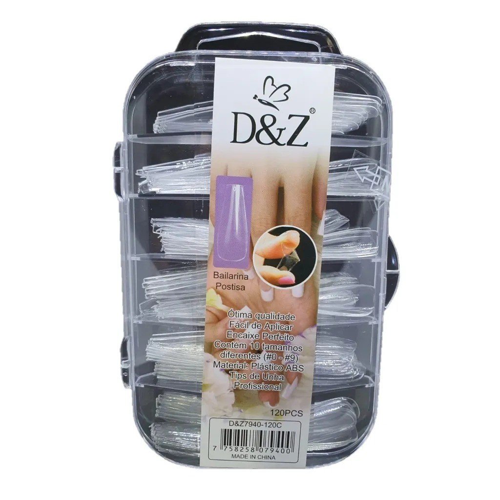  Unha Postiça Bailarina Postiça Realista Caixa 120 un D&Z