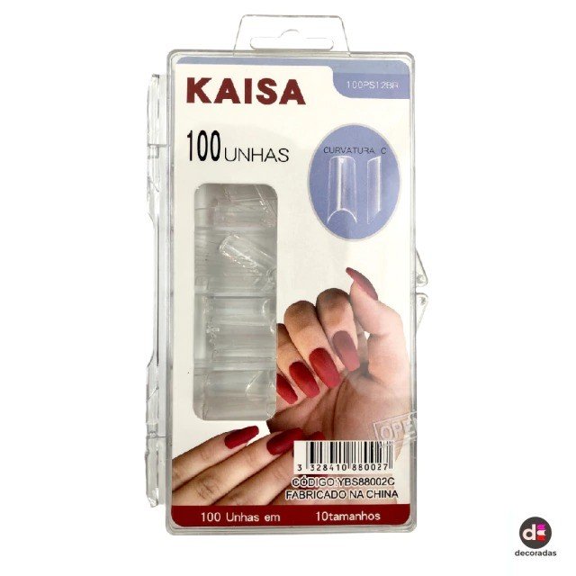 Tips Curvatura C Transparente Kaisa - Caixa com 100 unidades