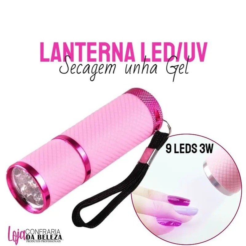 Lanterna LED/UV para Pre secagem de unhas l 3W 9 Leds Emborrachada