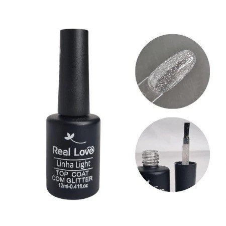 TOP COAT REAL LOVE LINHA LIGHT COM GLITTER 12ml