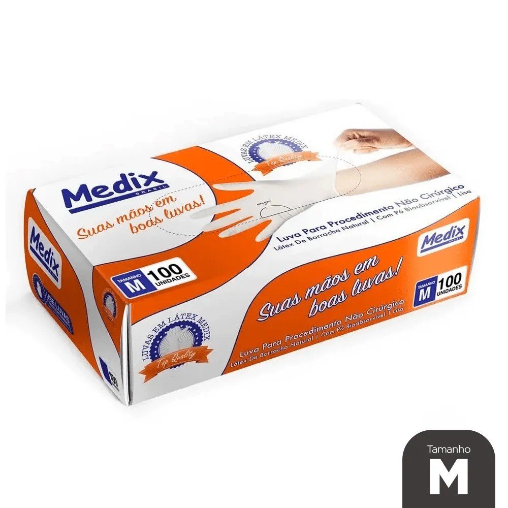 Luva Latex Procedimento Com Pó Tam. 100 Un. Medix