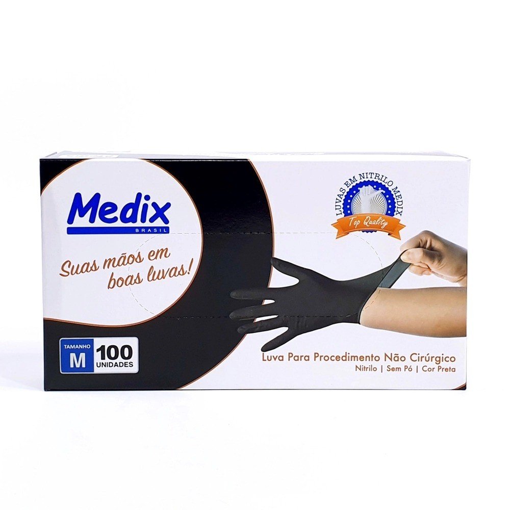 Luva Nitrílica Descartável MEDIX 100UN