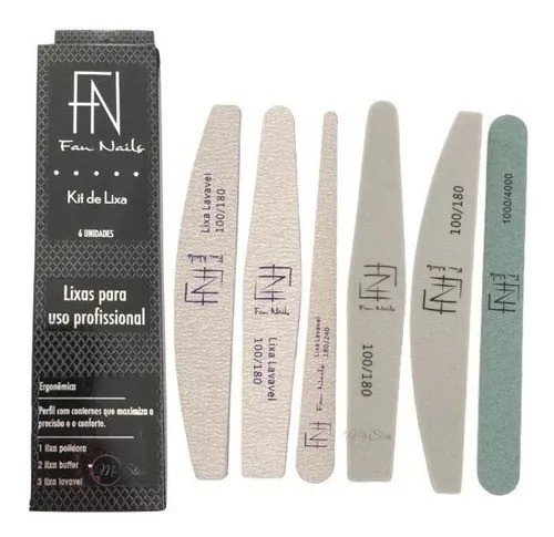 Kit Lixa De Unhas Fan Nails Profissional 6 modelos