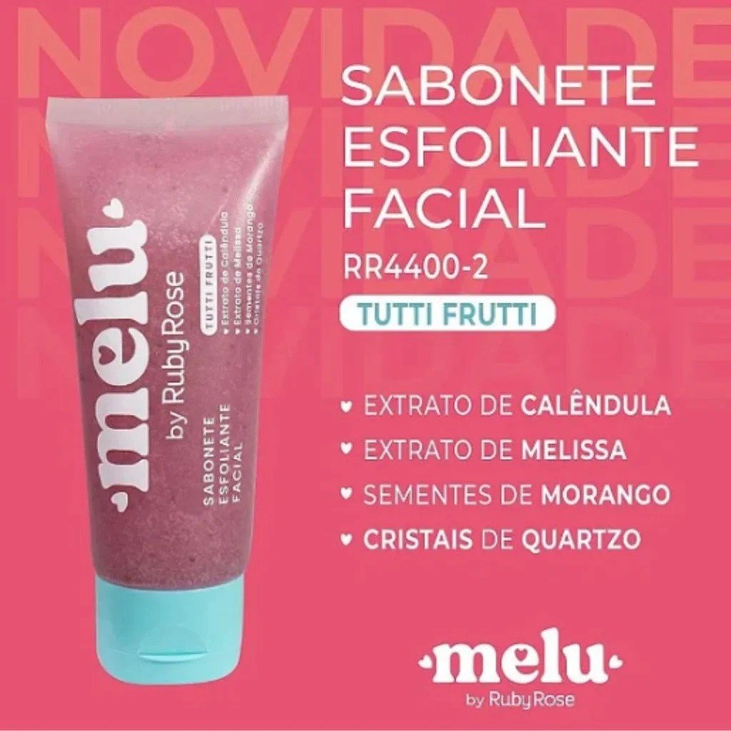 Sabonete Facial Esfoliante TUTTI-FRUTTI Melu by Ruby Rose 75g