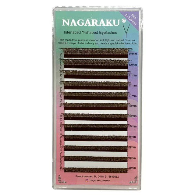 Cílios Nagaraku Marrom Y 0.07D Mix 8-15