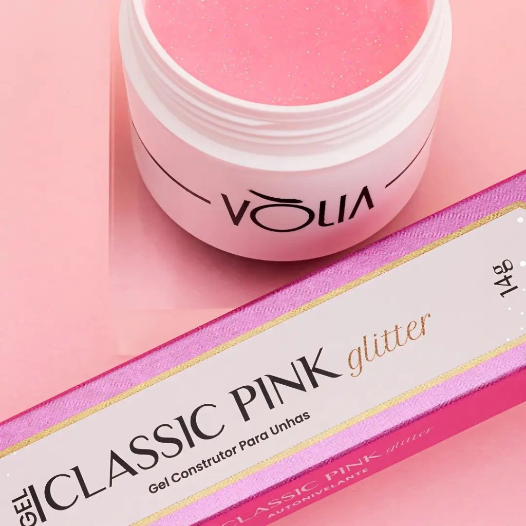 Gel Classic Pink Glitter Volia – Sachê 14g