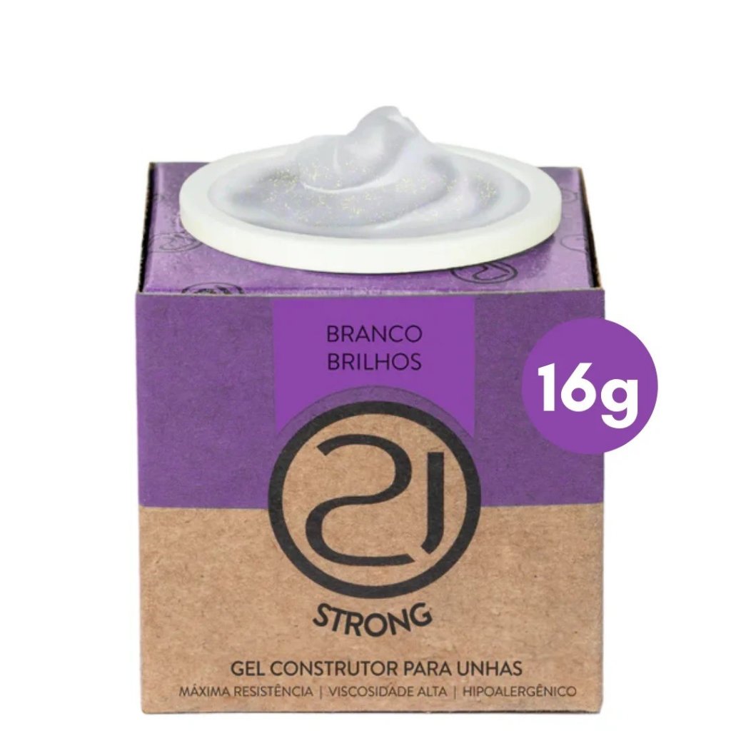Gel branco brilhos Strong Nails 21 16g 