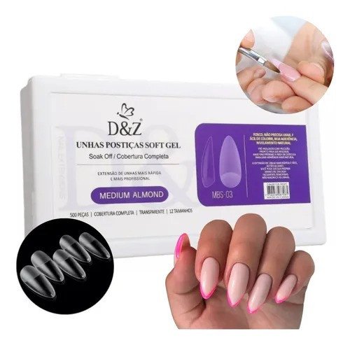 UNHAS POSTIÇAS SOFT GEL ALMOND D&Z 