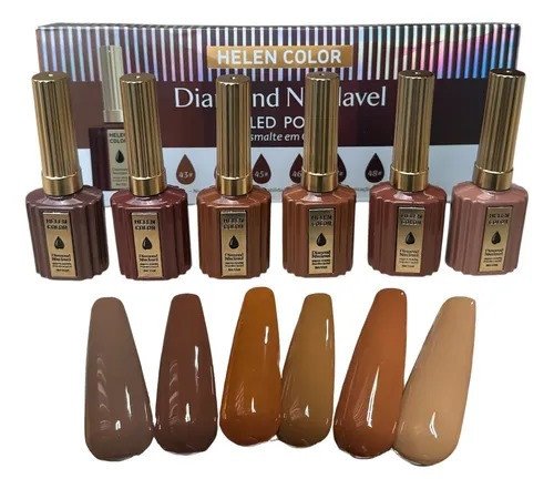 KIT ESMALTES EM GEL HELEN COLOR TONS DE MARROM 