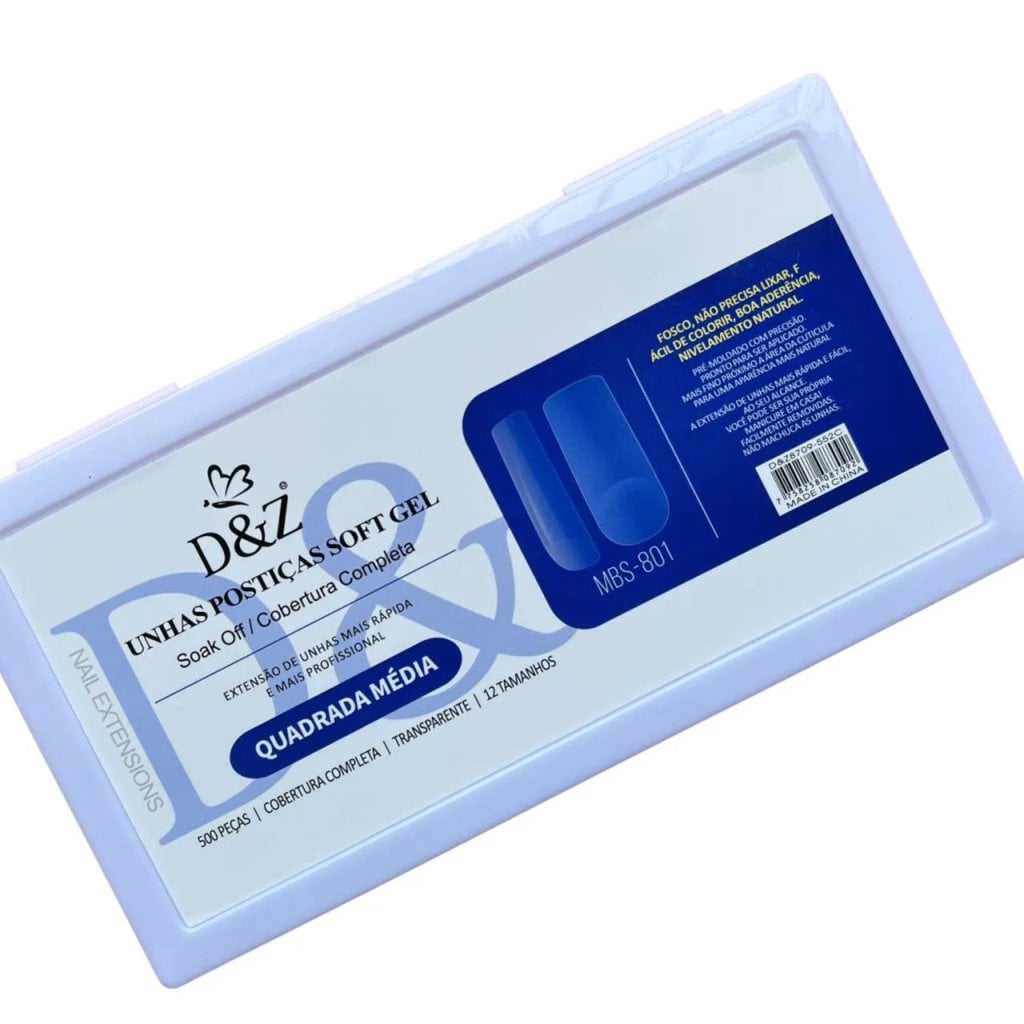 Unha Postiça Soft Gel D&Z - Quadrada Média 