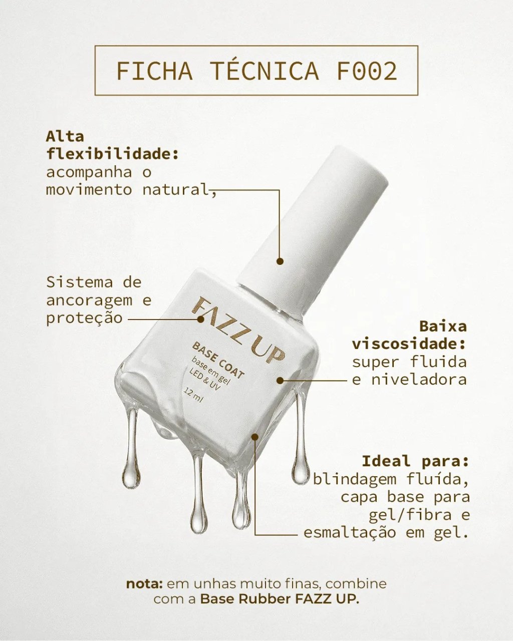 Base Coat Gel FAZZ UP Profissional - Base de Preparação