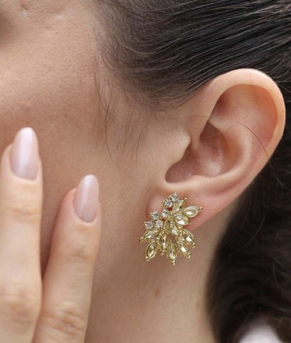 BR00250 - BRINCO CRISTAIS COM ZIRCÔNIAS DOURADO