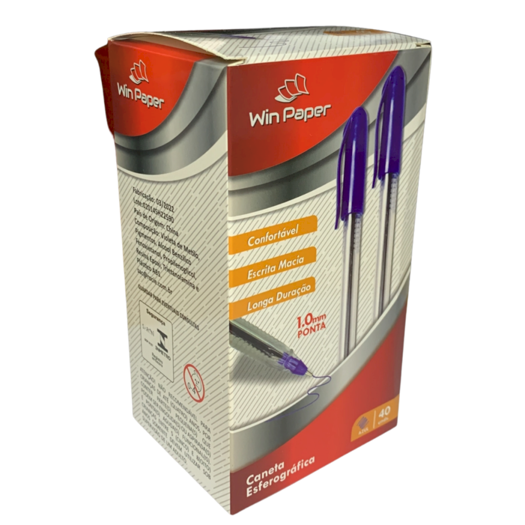 Caneta Esferográfica Azul Caixa 40 Unidades - WPD30025
