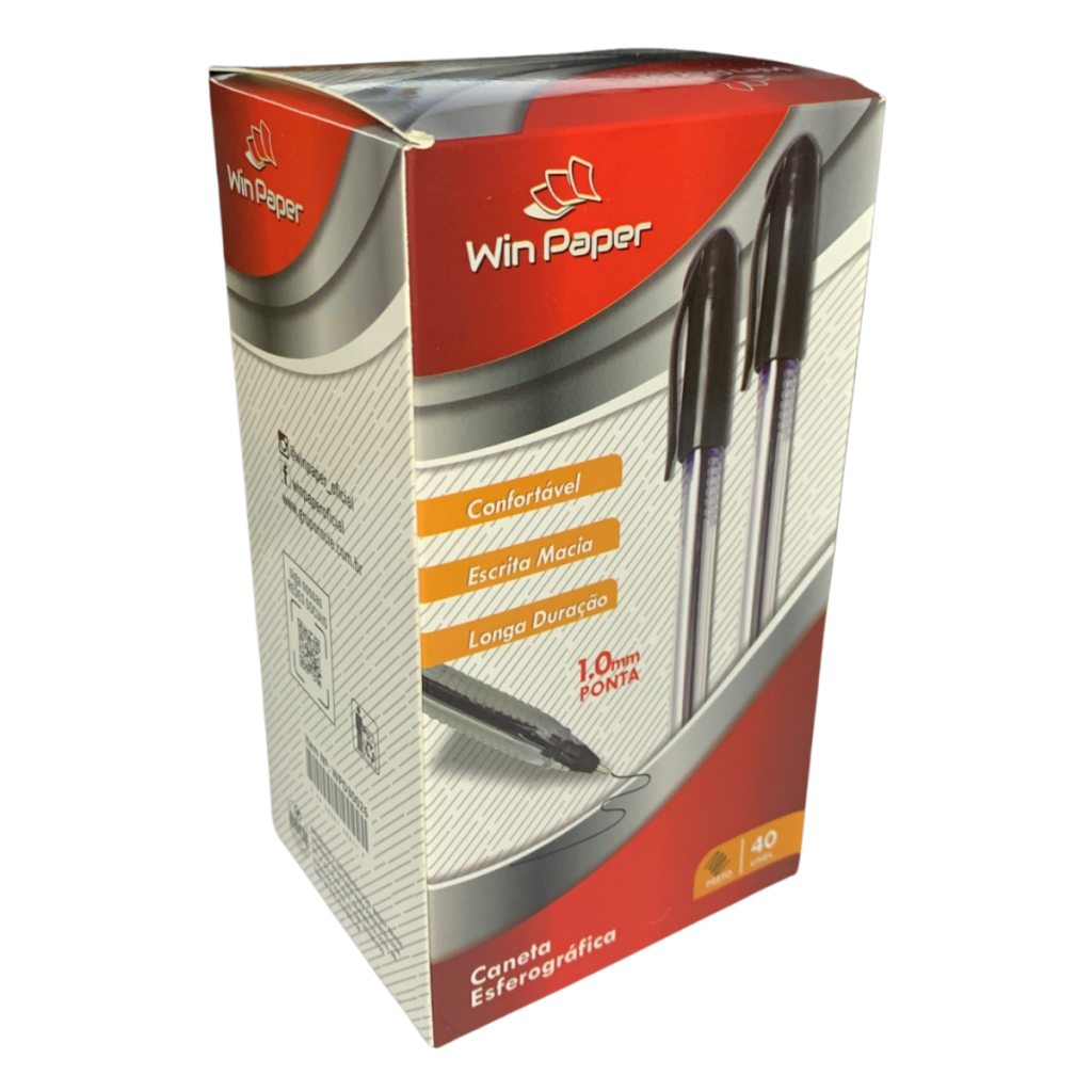 Caneta Esferográfica Preta Caixa 40 Unidades - WPD30026