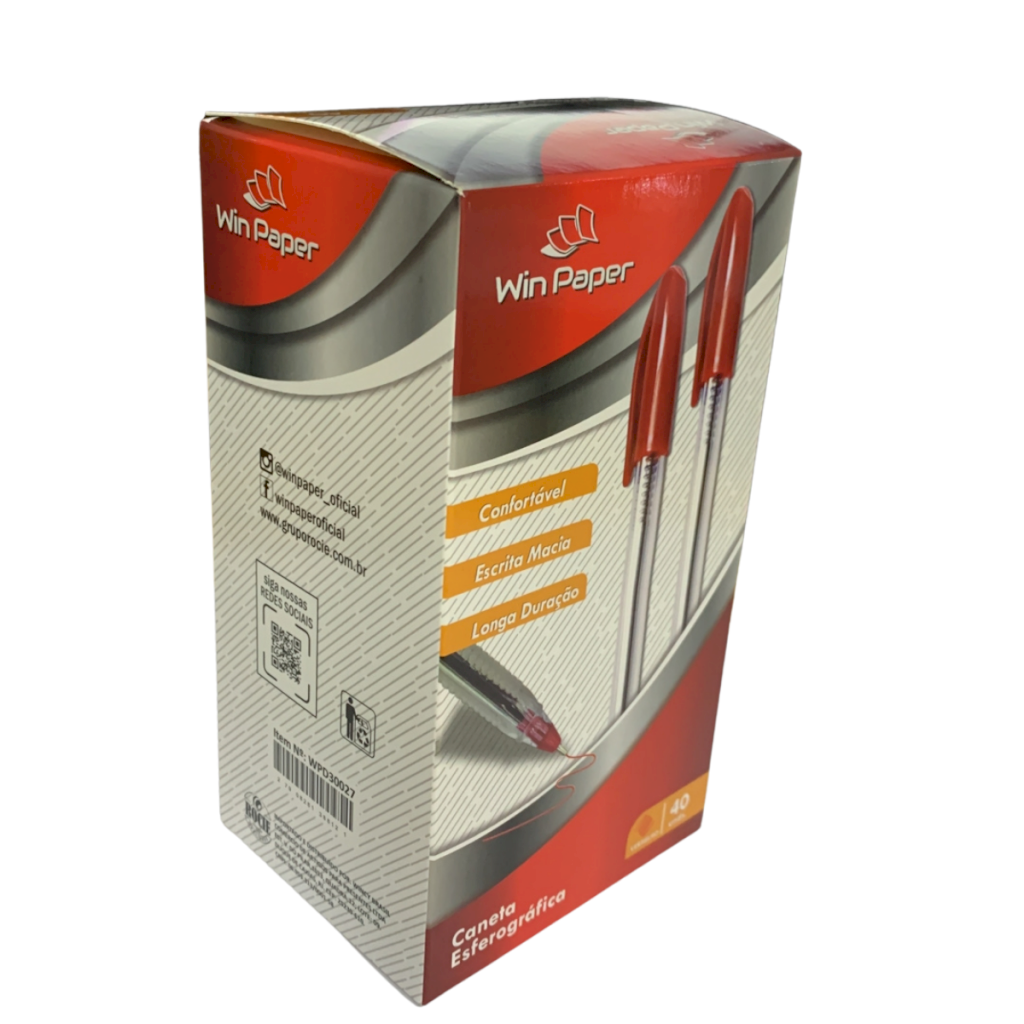 Caneta Esferográfica Vermelha Caixa 40 Unidades - WPD30027