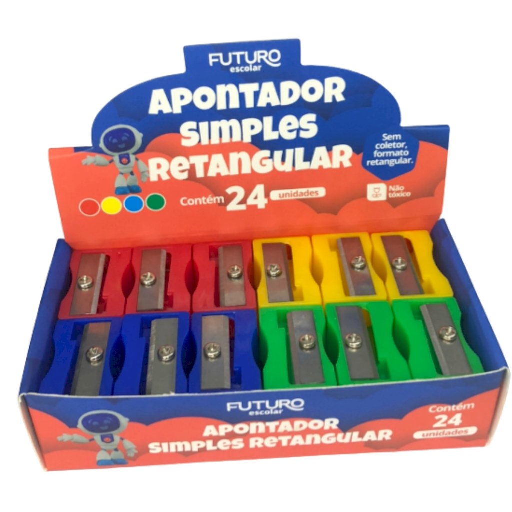 Apontador Simples Retangular Caixa 24 Unidades - 012200