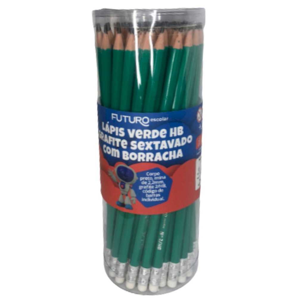 Lápis Verde HB Grafite Sextavado com Borracha Caixa 72 Unidades - 092214