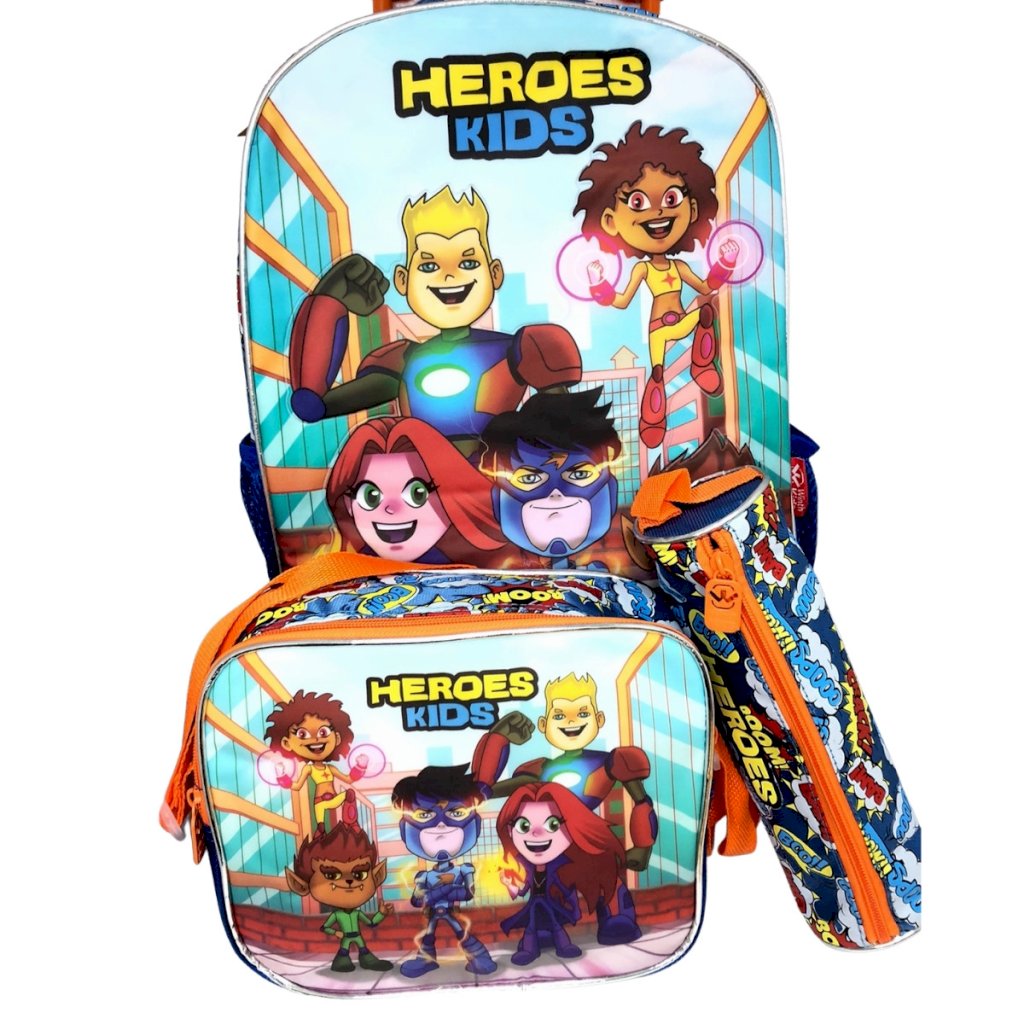 Kit Mochila com Estojo e Lancheira Heroes Kids - 23825