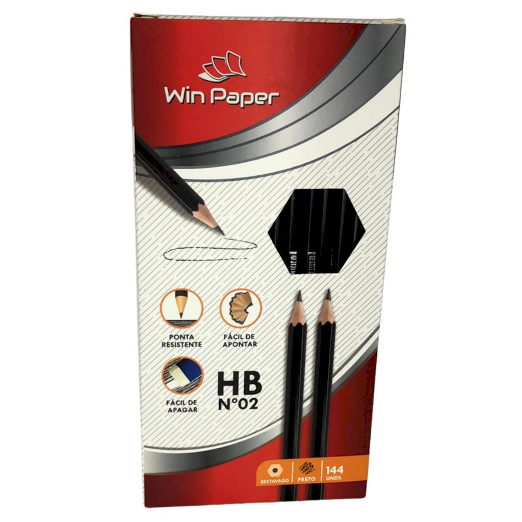 Lapis Preto Grafite Sextavado HB N° 2 Caixa 144 Unidades - WPD00001