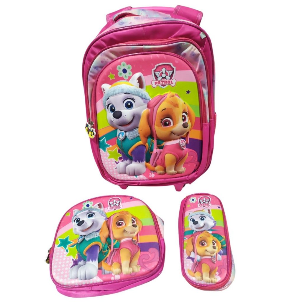 Kit Mochila com Rodinhas Patrulha Canina Feminina - WW-32