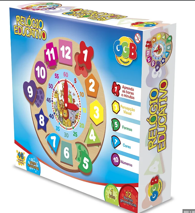 Relogio Educativo - Numeros e Formas - 1077
