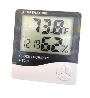 HIGROMETRO E TERMOMETRO COM RELOGIO PARA AMBIENTE