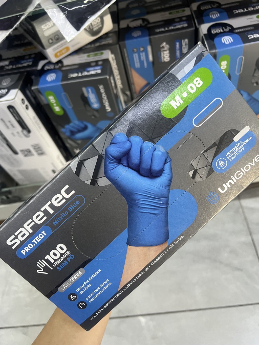 Caixa de luva azul 100un